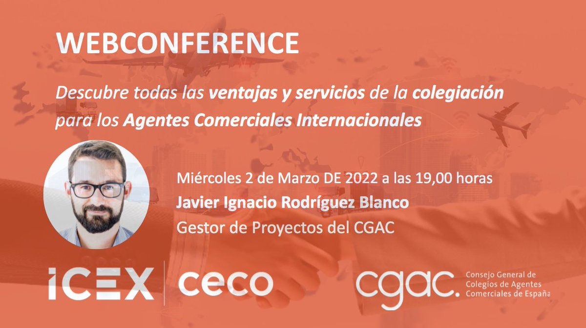 Comercial_Es's tweet photo. Hoy, webinar sobre las Ventajas y Servicios de la Colegiación para todos los alumnos del I Curso de Agente Comercial Internacional de @ICEX_CECO y @Comercial_Es https://t.co/T6oxzd5F6N