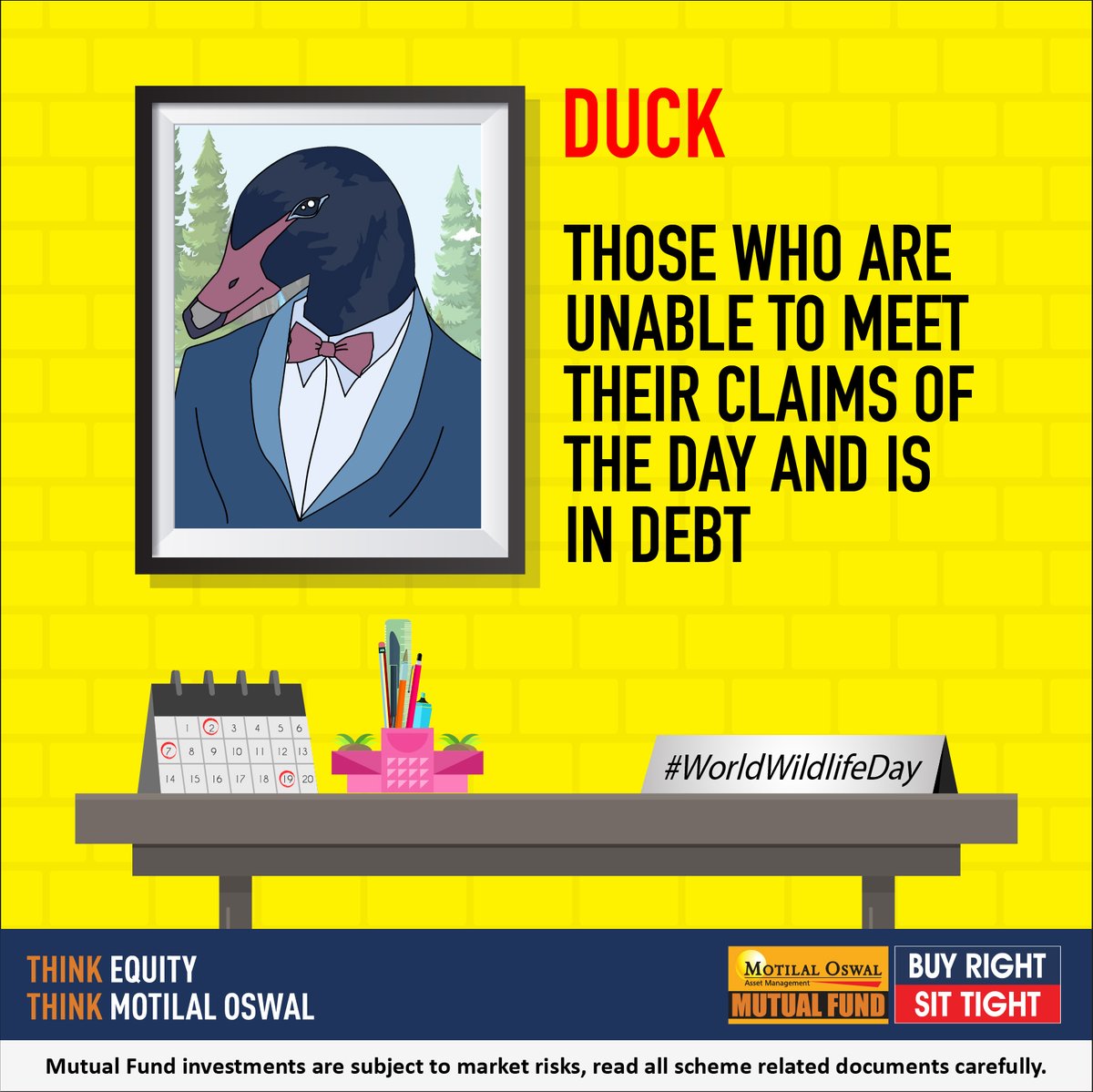 MotilalOswalAMC's tweet photo. The Lame Duck

#WorldWildlifeDay #MarketAnimals https://t.co/AEV1jlUT8t