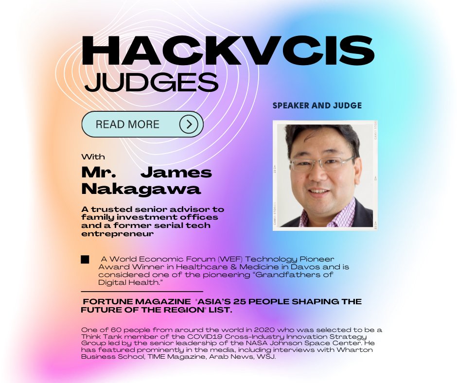 HackVCIS's tweet photo. Let us introduce you to one of our prestigious
judges, Mr. James Nakagawa!
#hackvcis #studenthackathon #hackathon  #international #microsoft #HackVCIS https://t.co/ql3ehypXD9