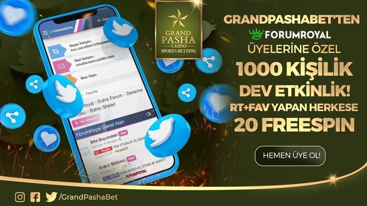 🪅 GRANDPASHABET'TEN FORUMROYAL ÜYELERİNE ÖZEL 

🙋1000 KİŞİLİK DEV ETKİNLİK!

🎰HERKESE 20 FREESPİN

😵SON İŞLEMSİZ - YATIRIM ŞARTSIZ - ÇEVRİM ŞARTSIZ

🤓FORUMROYAL'DE ETKİNLİĞE KATIL!

🕊 <a href="/Grandpashabett1/">Grandpashabetting</a> Takip!
🔄RT+FAV
💁‍♂️5 Etiket

⏩Katılım👉bit.ly/35KktVe

#Freespin