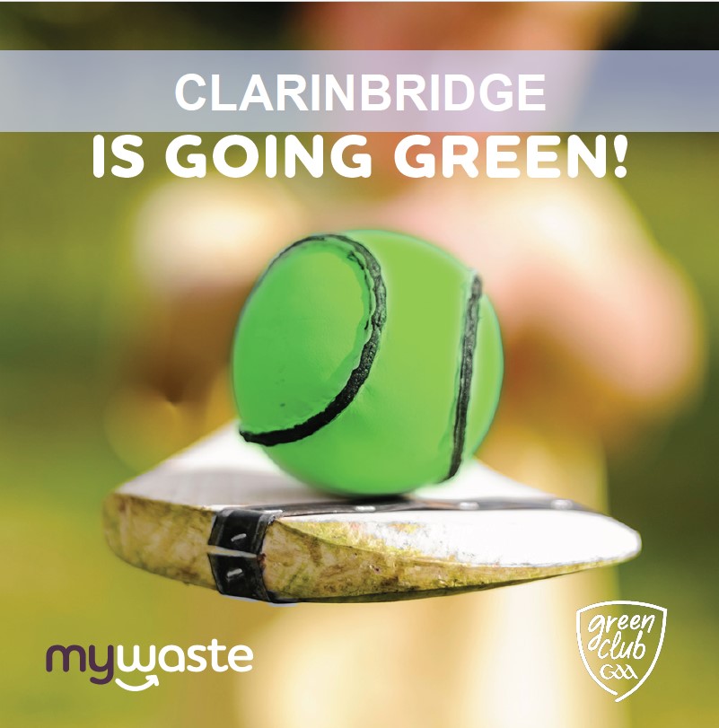 Clarinbridge is Going Green!

Clarinbridge is one of the 1st clubs in the country to be chosen as a GAA Green Club. We will be piloting an initiative on waste management from today. Focus will be on waste reduction, use of reusable packaging.
#Mywaste #gaagreenclub #gaabelong