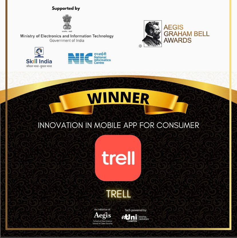 Trell (@trellapp) on Twitter photo Our vision for our consumers has got us another win under the 'Innovation in Mobile App for Consumer' category at the 12th <a href="/AegisGrahamBell/">AegisGrahamBellAward</a>. We are honoured by this recognition. Thank You! Our vision for our consumers has got us another win under the 'Innovation in Mobile App for Consumer' category at the 12th <a href="/AegisGrahamBell/">AegisGrahamBellAward</a>. We are honoured by this recognition. Thank You!
