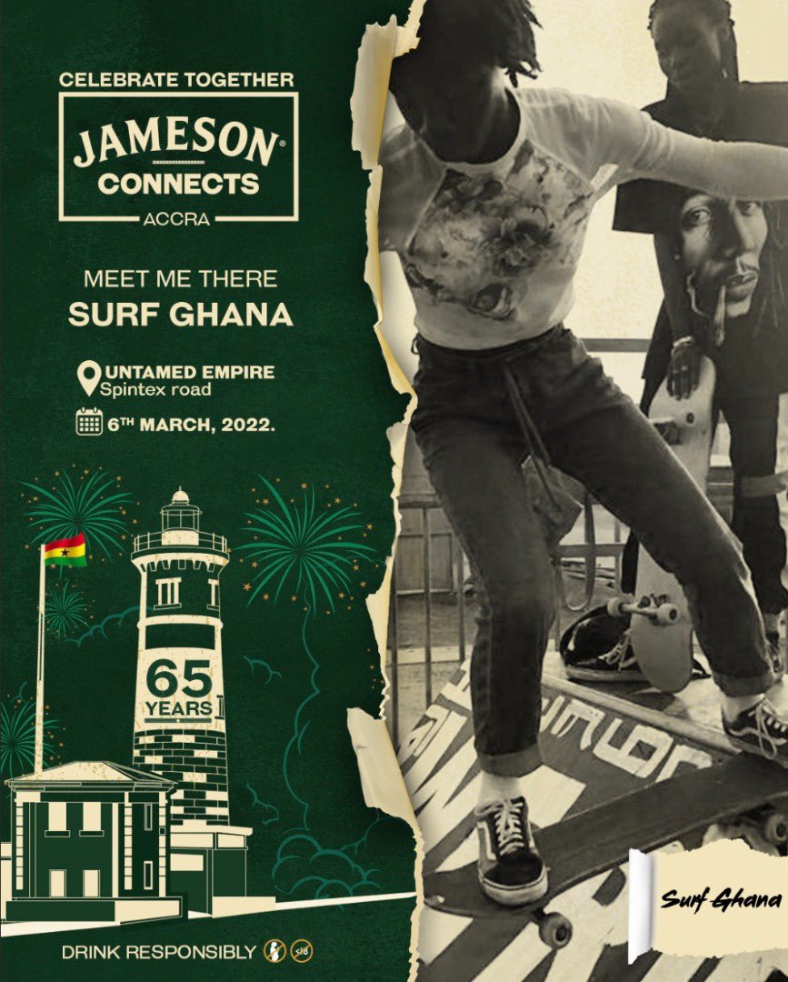 Jameson Connects is more than just Music✨ Activities include: skate lessons and shows , interactive art installations, barber shop, games, live grafitti and much much more. Sign up here: jamesonwhiskey.com/en-GH/competit… #JamesonConnectsGH