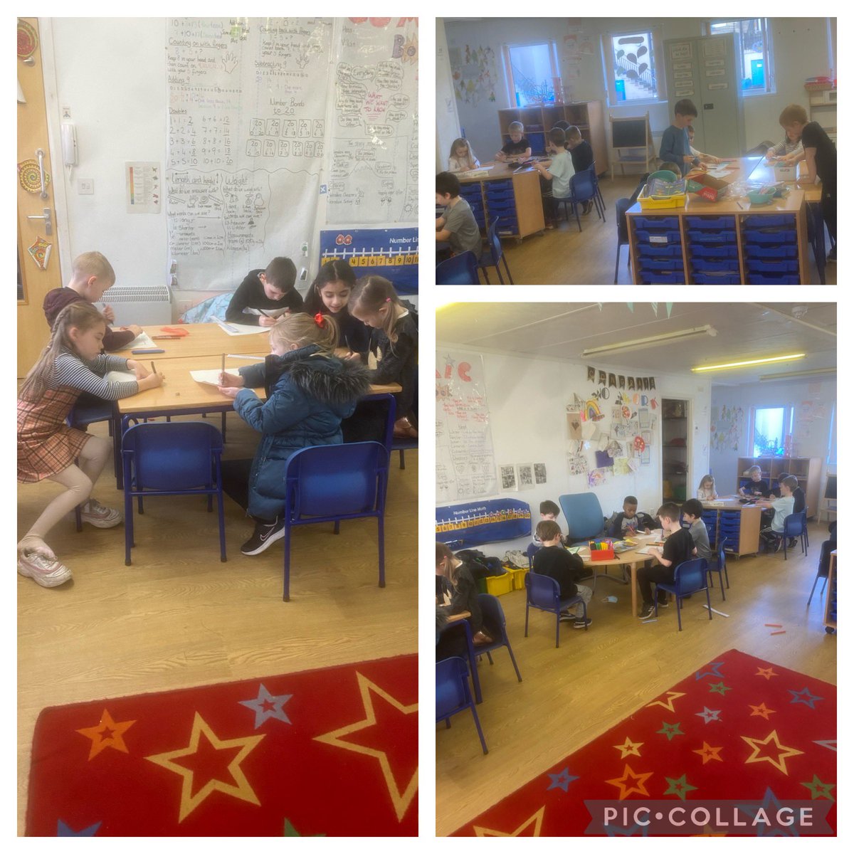 Yesterday afternoon we looked at the South African artist Esther Mahlangu. She uses bold, bright geometric shapes in her work. I must say we all loved creating our own versions of her fantastic artwork.