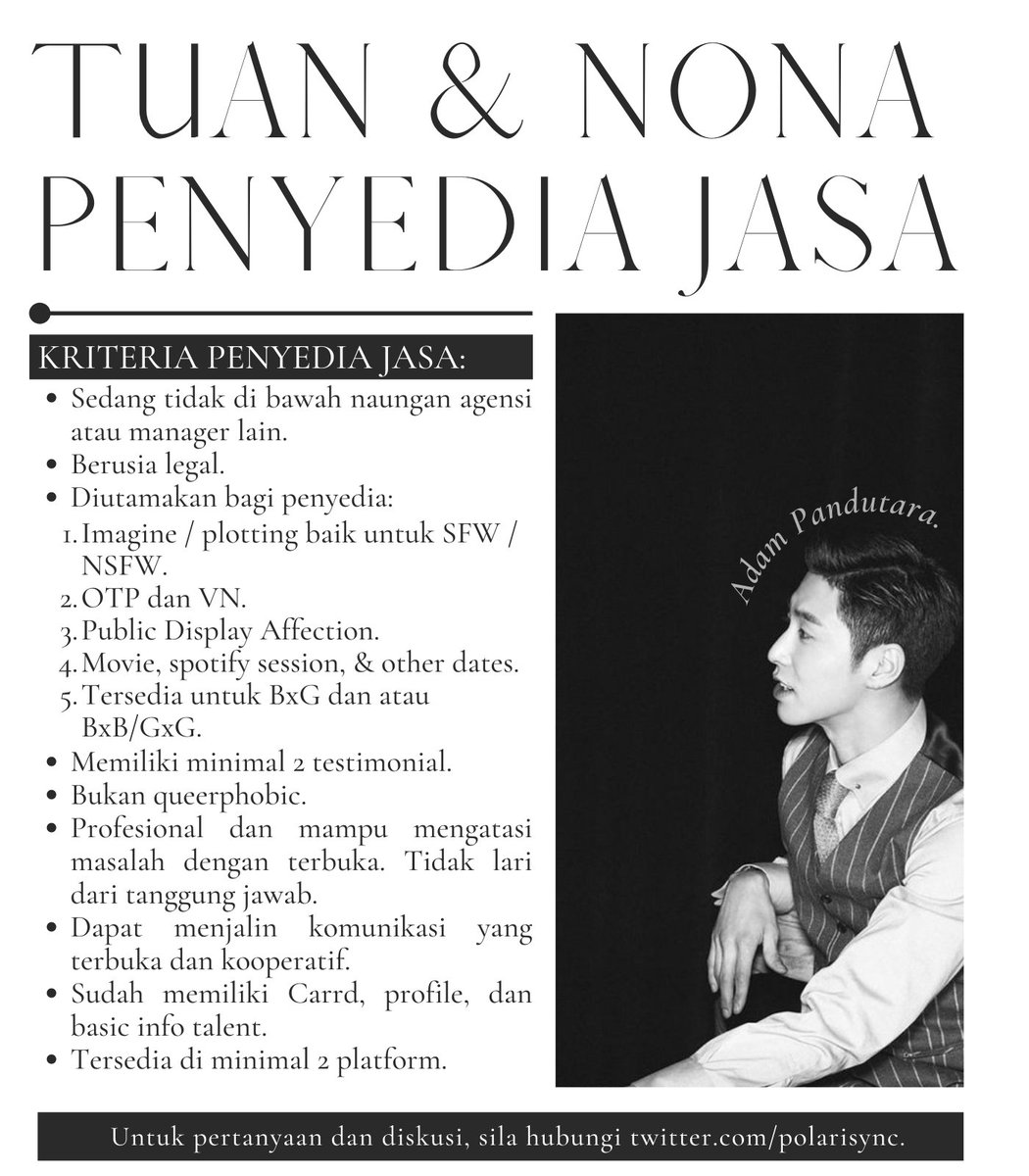 Ditujukan untuk para puan dan seluruh tuan; selamat petang, selamat datang! Tersemat di bawah ialah secarik undangan, ditujukan untuk mereka yang sedang membutuhkan tempat untuk samakan tujuan. Terbuka untuk seluruh rekan penyedia jasa, Polaris siap menjembatani segalanya.
