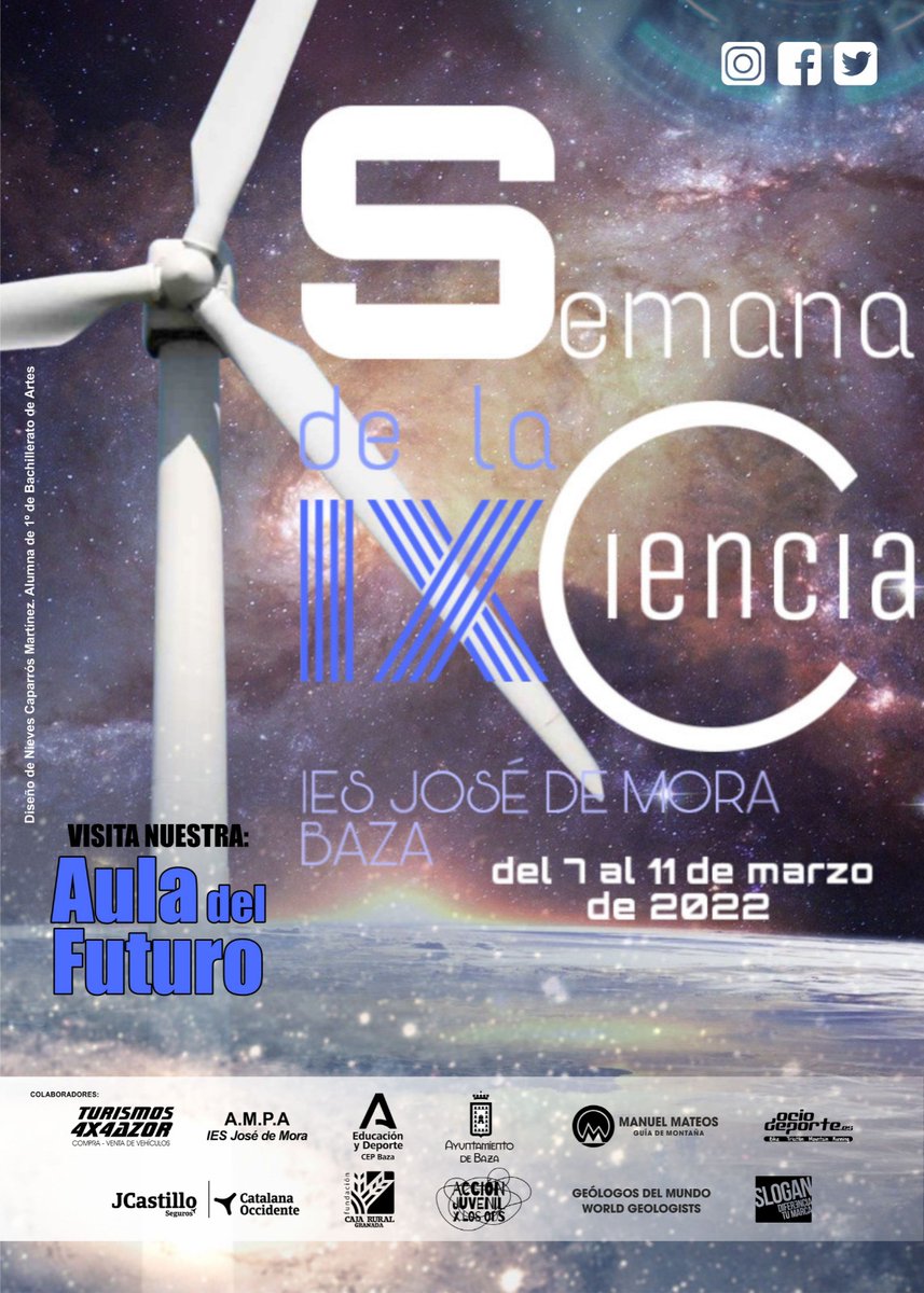 Ya está aquí!!!  IX Semana de la Ciencia.  Energías renovadas.  Del 7 al 11 de marzo.  Gracias a todos nuestros patrocinadores.