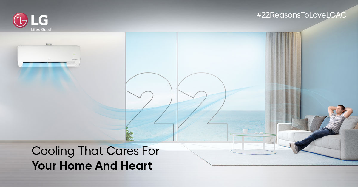 LGIndia's tweet photo. Feel the fresh air at every corner of your home with #LGDualCoolAC . It provides a 15-meter airflow through which cooling reaches the farthest corner of the home with fresh and healthy air to breathe in.

Know More On https://t.co/YVsGmRRrN2 

#22ReasonsToLoveLGAC https://t.co/FnieSZsKTD