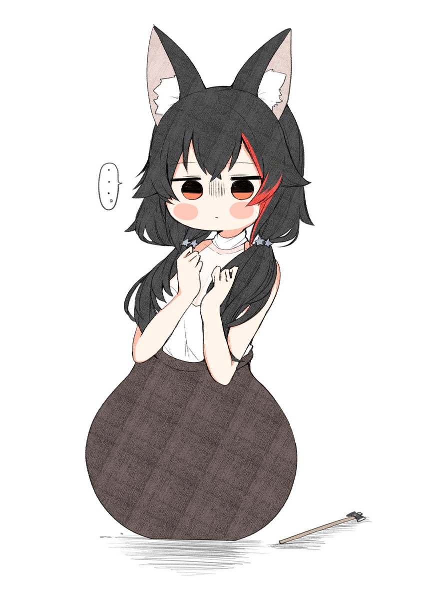 ookami mio 1girl animal ears solo black hair wolf ears ... streaked hair  illustration images