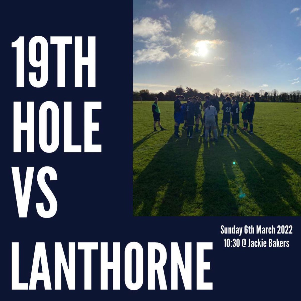 19thHoleFC's tweet photo. 19th HOLE v LANTHORNE FC 
Full support needed this Sunday for our local derby against a fantastic side. Biggest game of our season so far! 
#UT19 #Underdog https://t.co/FzZxLKLOxk