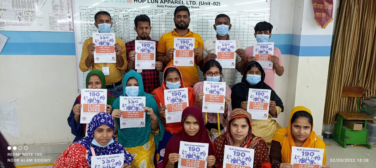 NazmaAkter73's tweet photo. This International Women's Day,we're campaigning to #ratifyILOC190 recognizing the right to workplaces free of violence and ensuring dignity &amp; respect at work. #c190 #itcanchangelives
#genderequalityforsustainablefuture #breakthebias 
@IndustriALL_GU https://t.co/fo2MsgTZ8L