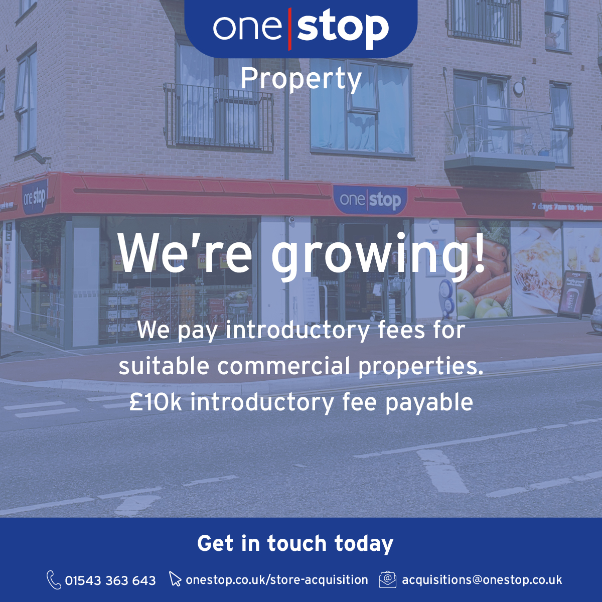 At One Stop, we’re always looking for quality locations to expand our portfolio and find new sites for our stores.

For more information, visit onestop.co.uk/store-acquisit…