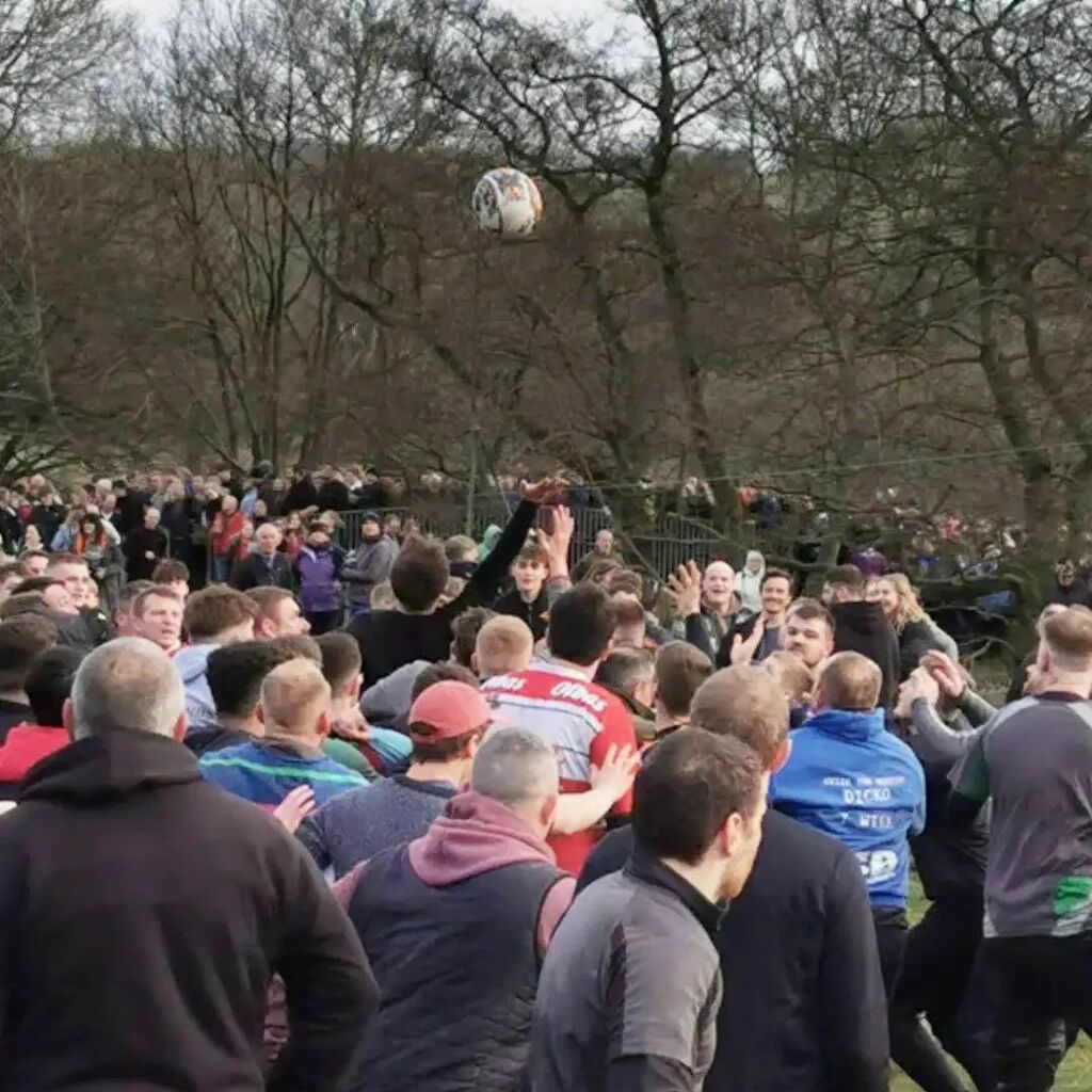 Little_Paperie's tweet photo. It's day 2 of Shrovetide football in Ashbourne! Thanks to my brother in law @sticks81 for the photos yesterday! It did fly past our shop at some point in the evening - you can just spy our shop on the right side of the last photo next to the millennium c… https://t.co/KJnoo8CR44 https://t.co/6WPpJiF2an