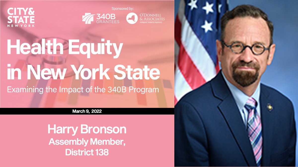On 3/9, join us for our event on Health Equity in New York State: Examining the Impact of the 340B Program, featuring <a href="/HarryBBronson/">Harry B. Bronson</a>! RSVP for free to join the conversation: bit.ly/3HYQCXb