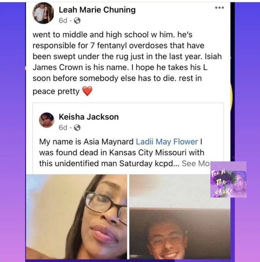 AntiRacism4Eva's tweet photo. What in the unsolved mysteries is going on in Kansas City, MO? 🤔🤨 Potential serial killer on the loose? Worth looking into y’all! #AsiaMaynard #IsiahJamesCrown @KansasCityFed @KCStar https://t.co/XiIao6hFir