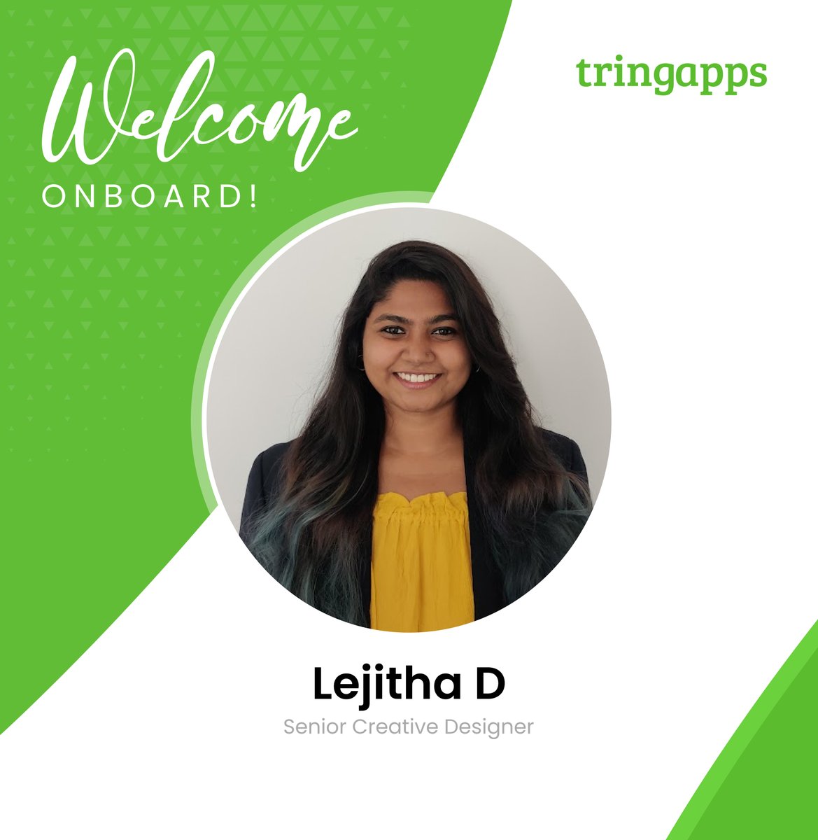 tring_apps's tweet photo. tringapps is happy to welcome Lejitha as our Senior Creative Designer. #tringer #tring #tringapps #welcomeonboard #creativedesigner https://t.co/WSFAPYPK13