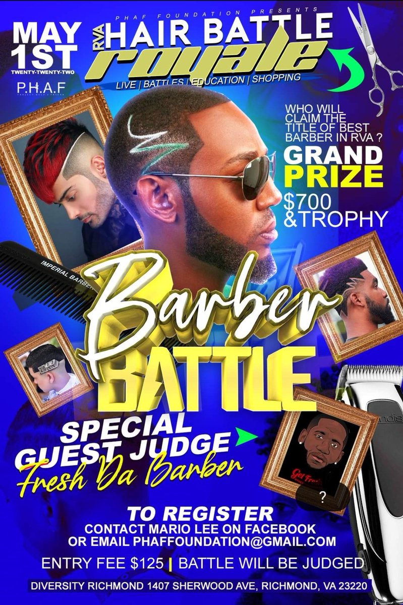 Calling all #DmvBarbers..   Lets Go.   It time.   #Vabarbers #Barberlife #Barbers #Dmv #rvahairstylist #vahairstylist #dmvhairstylist.     

Registration going on now.