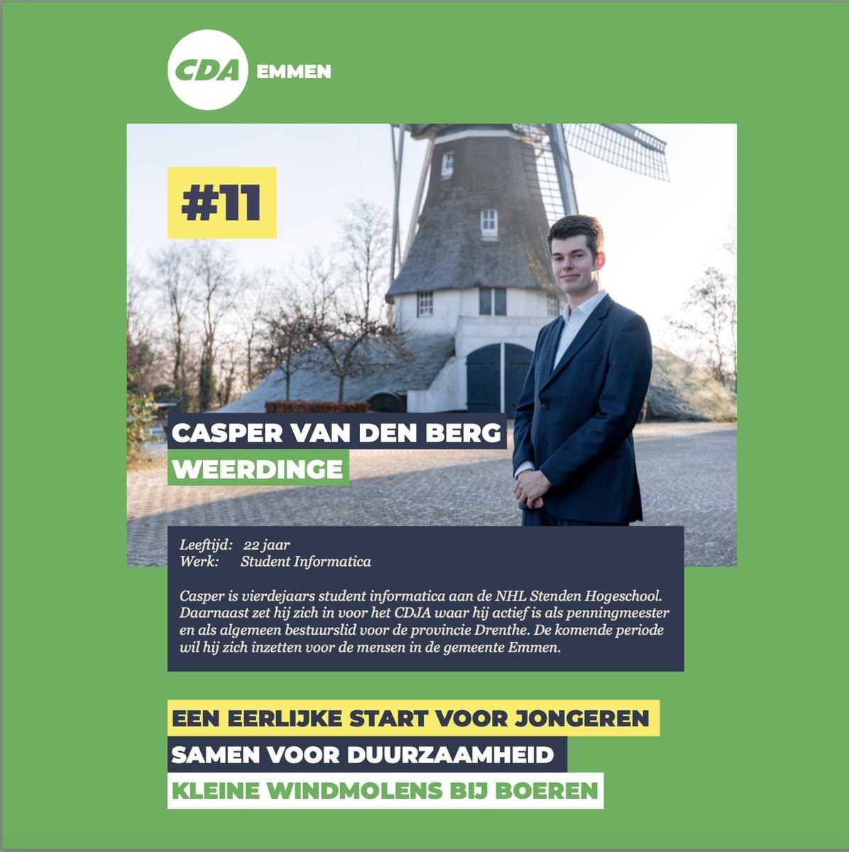 Even voorstellen! Onze  #11 Casper van den Berg!  <a href="/CDAEmmen/">CDA Emmen</a> <a href="/GemeenteEmmen/">Gemeente Emmen</a>