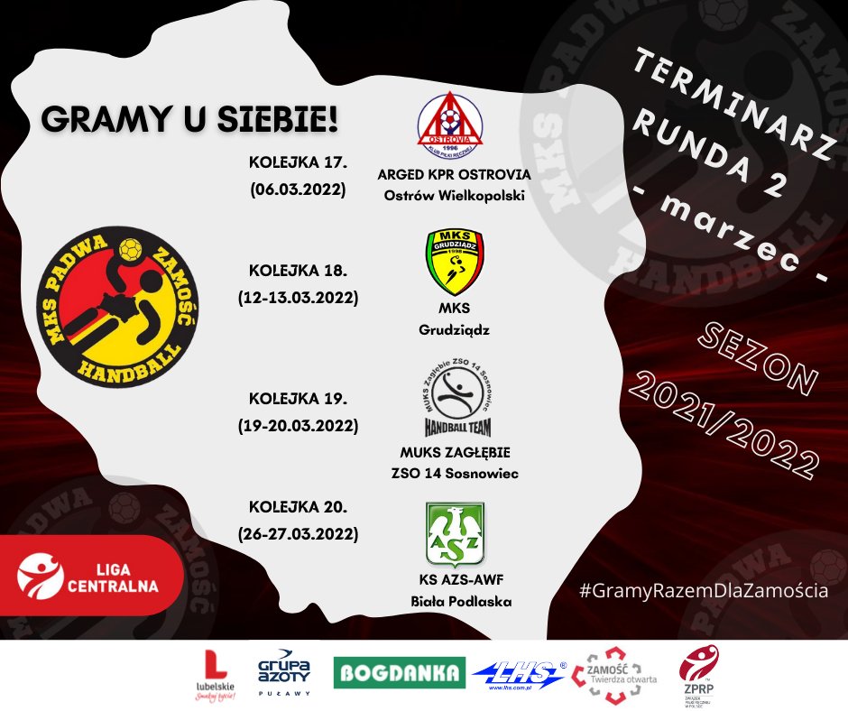 MKSPadwa's tweet photo. MKS Padwa Zamość@MKSPadwa·31 sKochani - cały marzec gramy u SIEBIE!!!
Zapiszcie sobie terminarz rozgrywek i bądźcie z nami!
🟡🔴🟡🔴🟡🔴
#LZPR
@BiznesLubelskie
#SmakujŻycie
#TasteLife
@Twierdza_Zamosc
@GA_PULAWY
#LWBogdanka
@PKP_LHS https://t.co/TXTNNDncUV