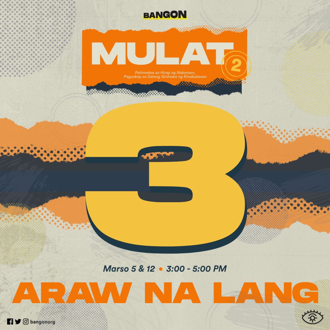 bangonorg's tweet photo. Ilang tulog na lang at mamuMULAT ka na sa katotohanan. Handa ka na ba?

Sa darating na Sabado (Marso 5) na ang unang araw! Di pa huli para magrehistro sa https://t.co/svDPQnMBqs ✍🏼

Brought to you by:
Ang Pahayagang Plaridel
The Lasallian https://t.co/sk9ct0tLXT