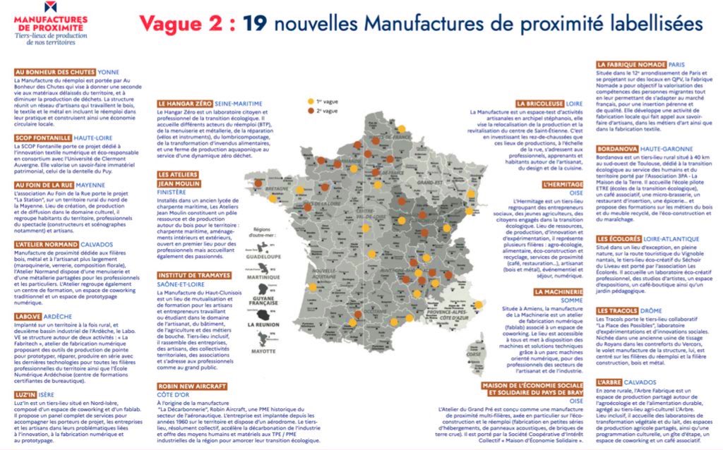 👋 Bienvenue aux 19 🆕 Manufactures de proximité, #tierslieux productifs qui visent à relocaliser la production dans les territoires ! 

👏 Au total,➕de 60% des Manufactures en milieu rural, dans des petites et moyennes villes 🏡🏘