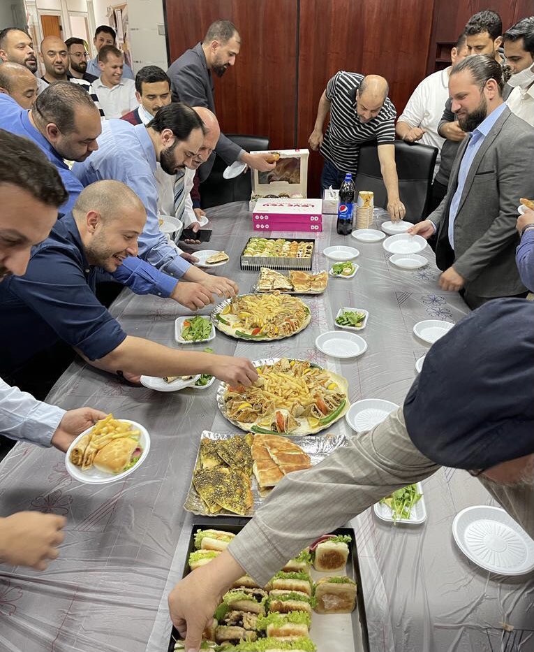 All-hands in for projects and celebrations alike! Sharing a few laughs and food to commemorate National &amp; Liberation Days at EBLA #Kuwait today.