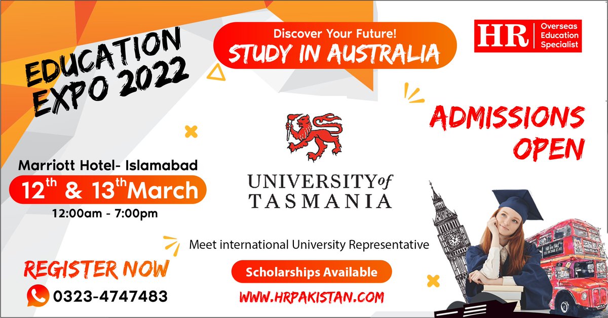 hrconsultants3's tweet photo. Discover a whole new world of opportunities by studying in the AUSTRALIA. To find out about courses and how to apply; please visit Education Expo at Marriott Hotel Islamabad 
Get Your free Entry Pass Now
Call / WhatsApp: 03234747483 https://t.co/e8Gb4wdkxF
