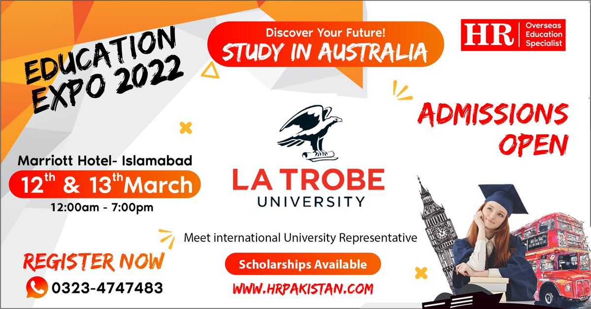 hrconsultants3's tweet photo. Discover a whole new world of opportunities by studying in the AUSTRALIA. To find out about courses and how to apply; please visit Education Expo at Marriott Hotel Islamabad 
Get Your free Entry Pass Now
Call / WhatsApp: 03234747483 https://t.co/9YzwA3yxTA