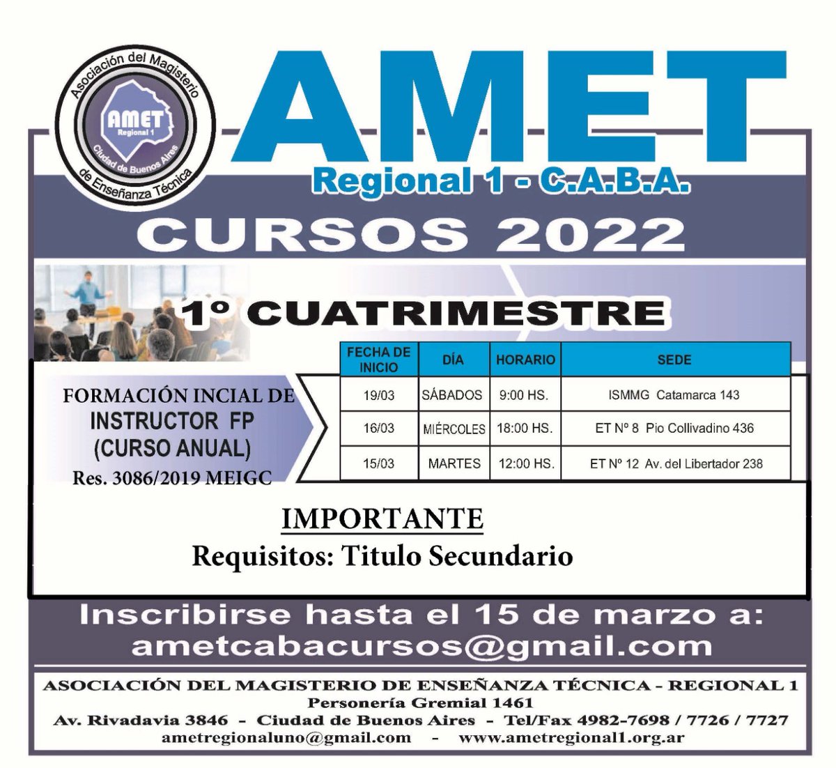 resefop's tweet photo. #AMET CABA ➡ Formación Inicial de Instructores/as de FP de la Escuela Técnico Profesional (ETP) - Ciclo lectivo: 2022 👩🏫 Inscripción abierta hasta el 15 de marzo 🧑🏫#formacióndocenteencaba #cursosdocentes #formaciondocente #Resefop #FormaciónProfesional #instructoradodocente https://t.co/AXTyhbKg9V