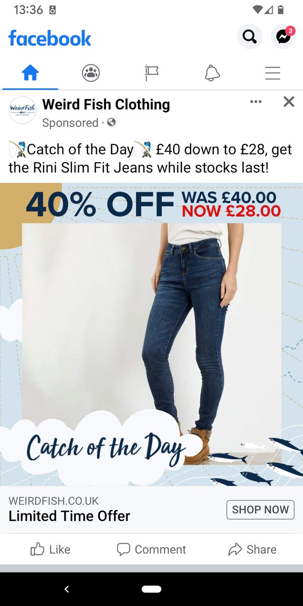 picklepie44's tweet photo. @WeirdFishTweets please lose this Facebook advert! I see it every day and it's not 40% off, it's 30% 😡 https://t.co/NNrGO14mHV