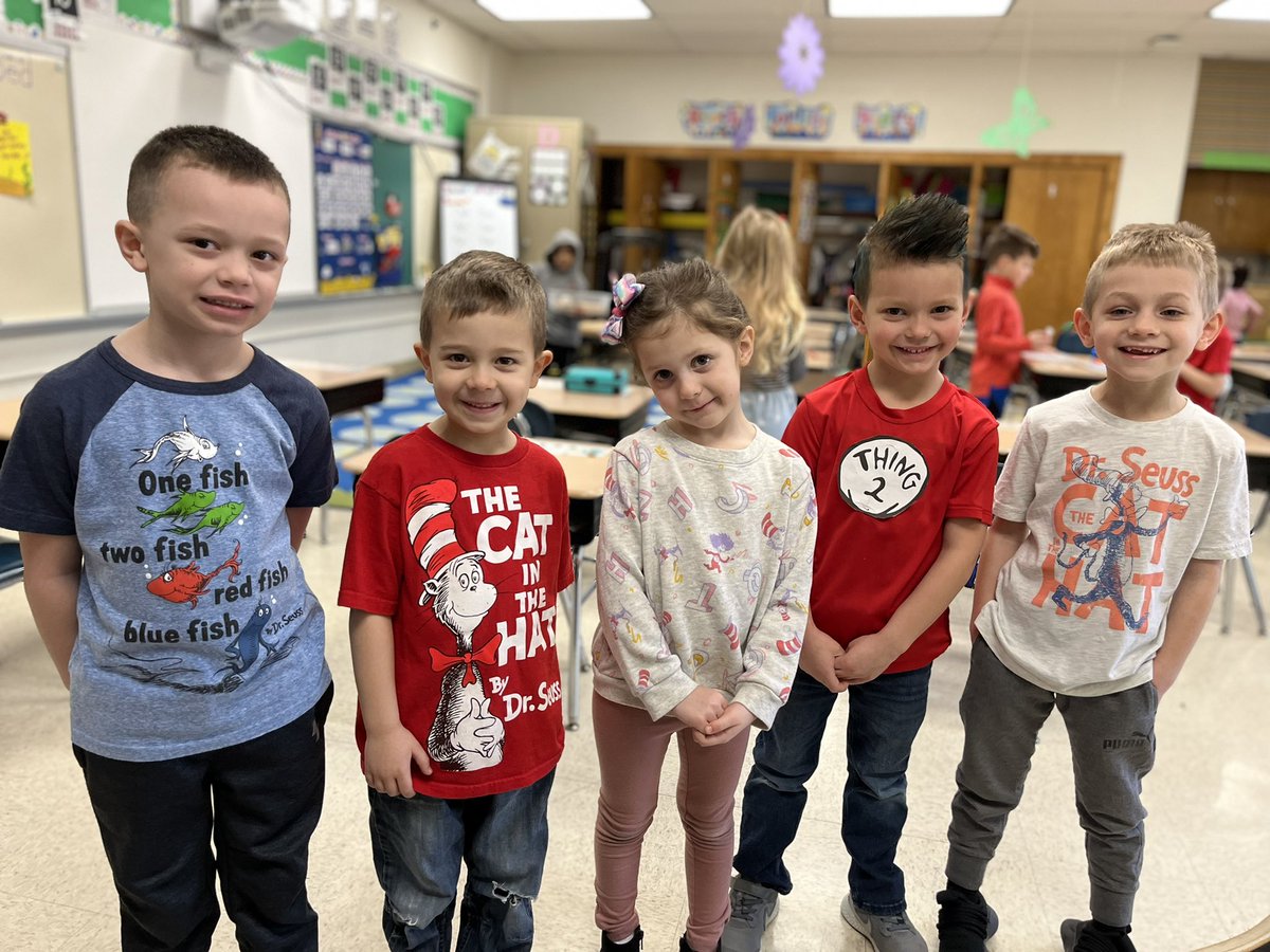 Sporting our Dr. Seuss shirts today @McClellan_WJHSD  #WErTJK