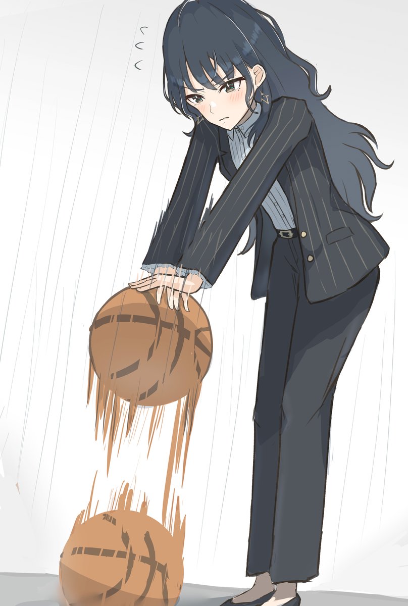 「バスケットボールを両手で突く系女子の樫本理子さん 」|三色ダンゴ　新垢作りましたのイラスト