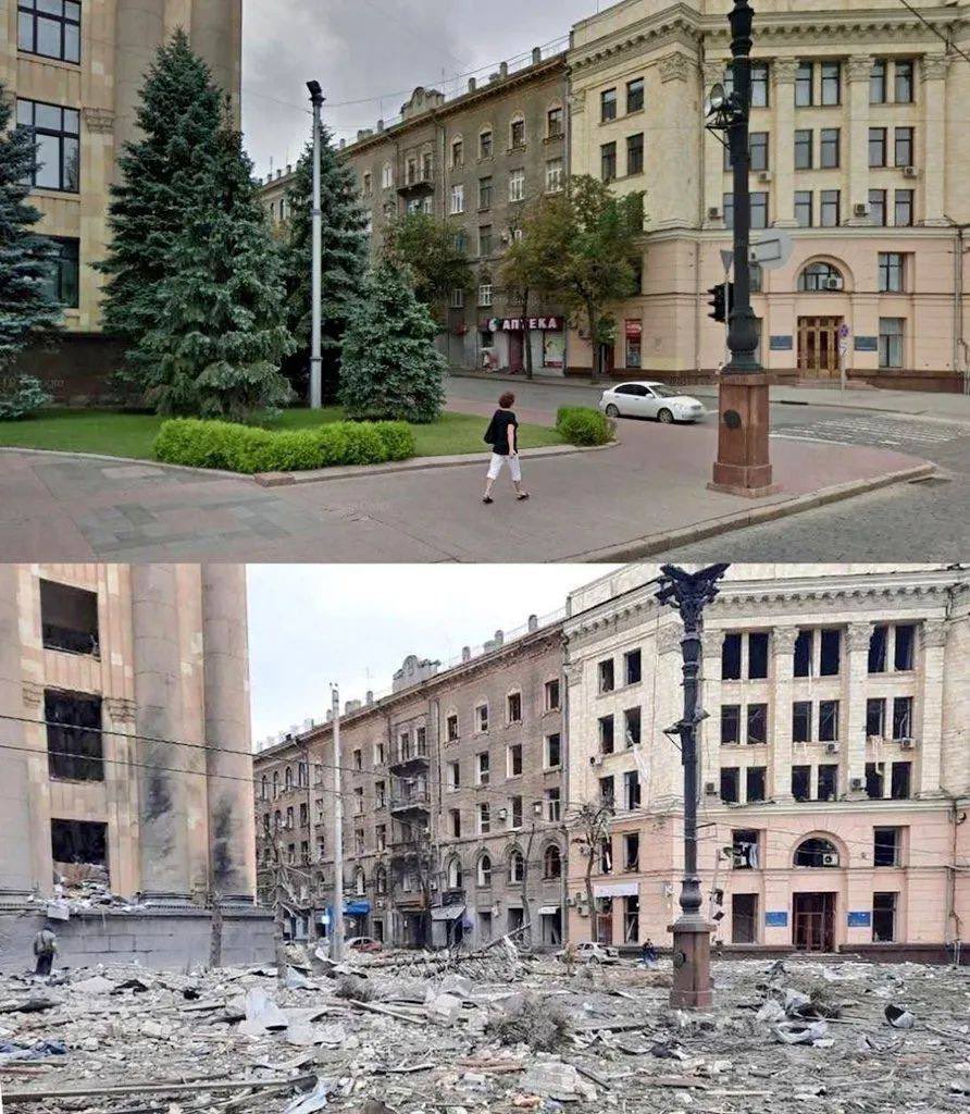 Questa è la guerra. 

La città di Kharkiv (dove è stata colpita anche l’università).