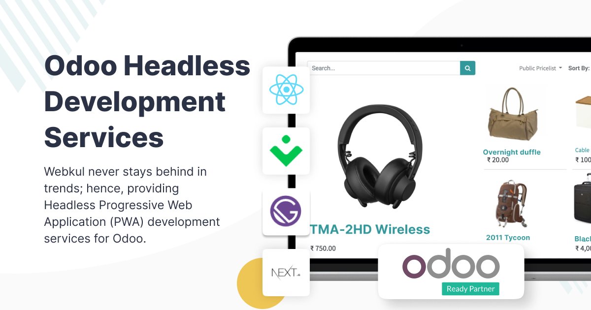 webkul's tweet photo. Webkul offers #Odoo headless development services for a more flexible, speedier, and personalized frontend.

Learn more 👉 https://t.co/8h9piDorfK

#headlesscommerce #reactjs #nextjs #gatsbyjs #webkul #headlessdevelopment #pwa #vuejs #vuestorefront https://t.co/IeXiAsd4Qn