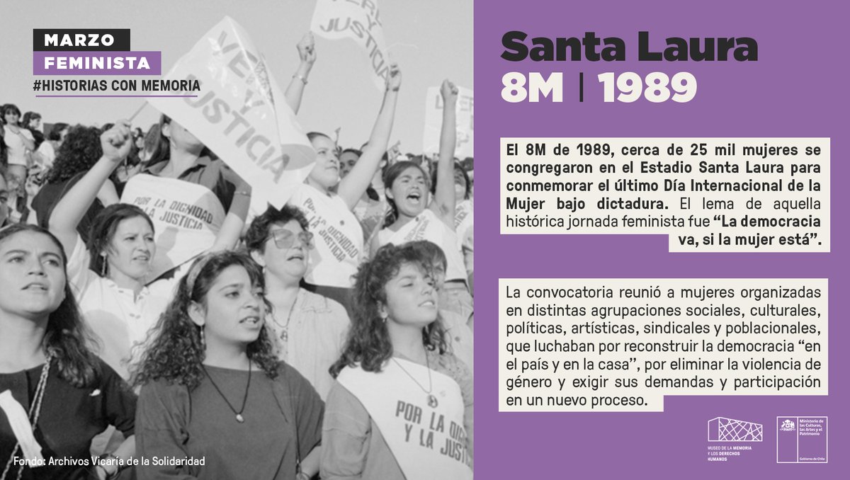 MuseoMemoriaCL's tweet photo. #HistoriasconMemoria

🌟Las mujeres fueron actoras fundamentales de la resistencia en dictadura. Una muestra de aquello son las masivas convocatorias caracterizadas por su transversalidad, creatividad y valentía. Te invitamos a conocer algunas de las más recordadas.✊🏾 https://t.co/mRgfe7GiZ4