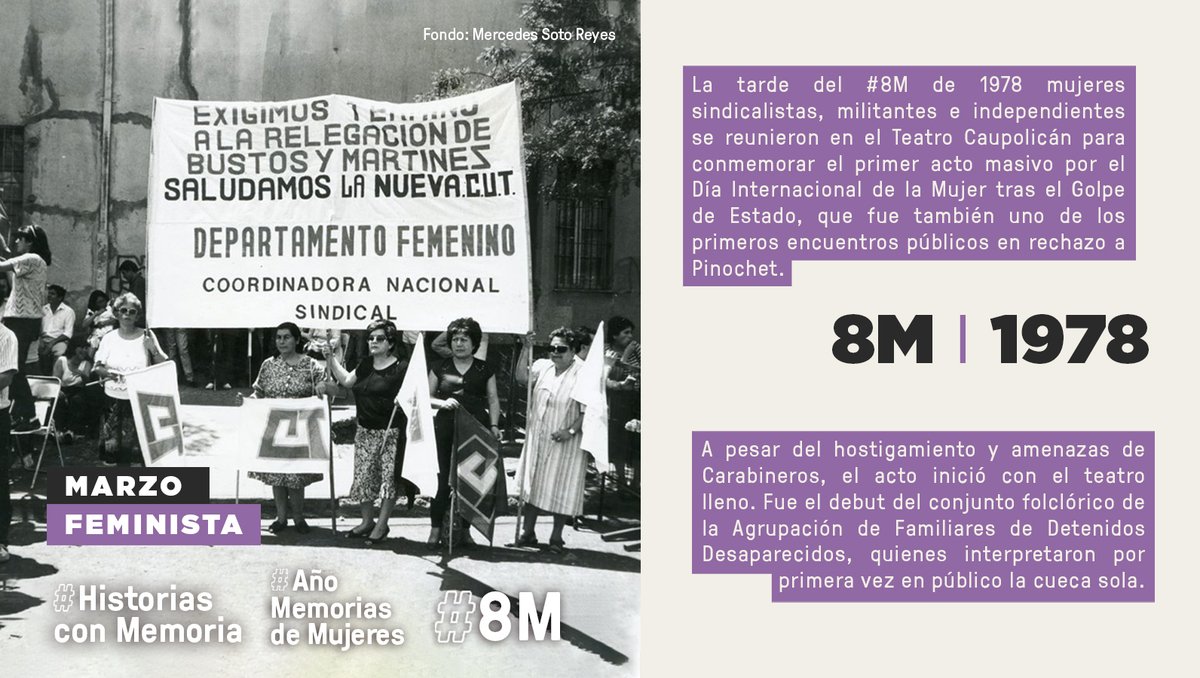 MuseoMemoriaCL's tweet photo. #HistoriasconMemoria

🌟Las mujeres fueron actoras fundamentales de la resistencia en dictadura. Una muestra de aquello son las masivas convocatorias caracterizadas por su transversalidad, creatividad y valentía. Te invitamos a conocer algunas de las más recordadas.✊🏾 https://t.co/mRgfe7GiZ4