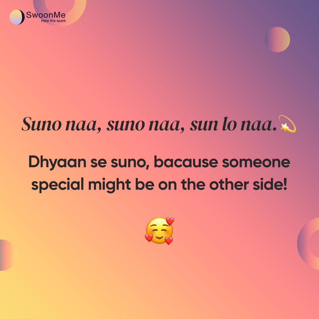 vvibe_app's tweet photo. You never know when you're going to #HearTheSpark! So, start listening today!
#SwoonMe #VoiceDating #BollywoodSongs #sunonasunona #bollywoodmusic #DatingApp https://t.co/dzKFD3xIXX