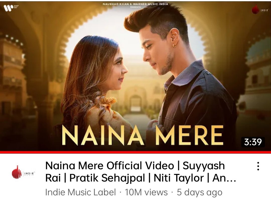 This is what symbolises her comeback the most & the feels these two gave us on next level.
I can't stop appreciating #SuyyashRai for his voice.
#NitiTaylor & #PratikSehajpal for der acting & for giving us #PraNiti 
#NainaMere  has given us all.
Our doll a good song & a new jodi❤️