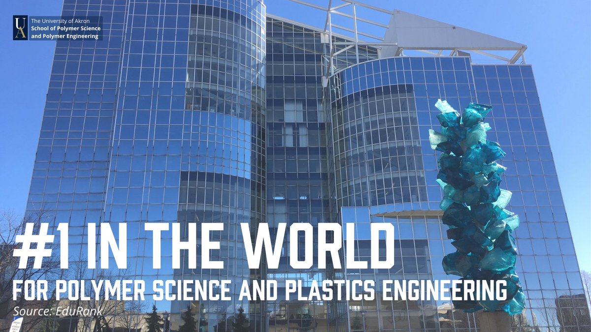 The University of Akron is the top university in the world for Polymer Science and Plastics Engineering, according to EduRank. 🌎 We thank our faculty and students for building us to this prestigious title - the future is even brighter! 👏

Read more here: ow.ly/Z1oM50I7p0X