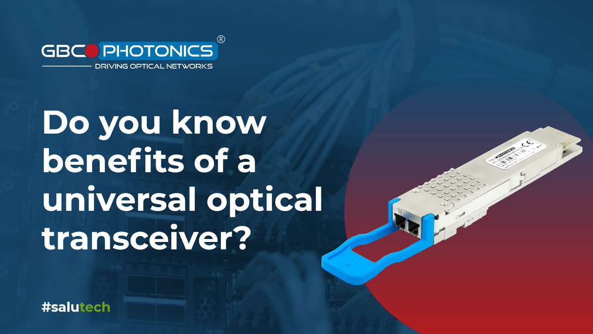 Still haven’t read our manufacturer, @GBCPhotonics’ article on the benefits of a universal optical transceiver?
Benefits include easier implementation, scalability and reduced environmental impact. 
Read the full article online in <a href="/Engupdate/">Engineering Update</a>  bit.ly/3IkyHKn