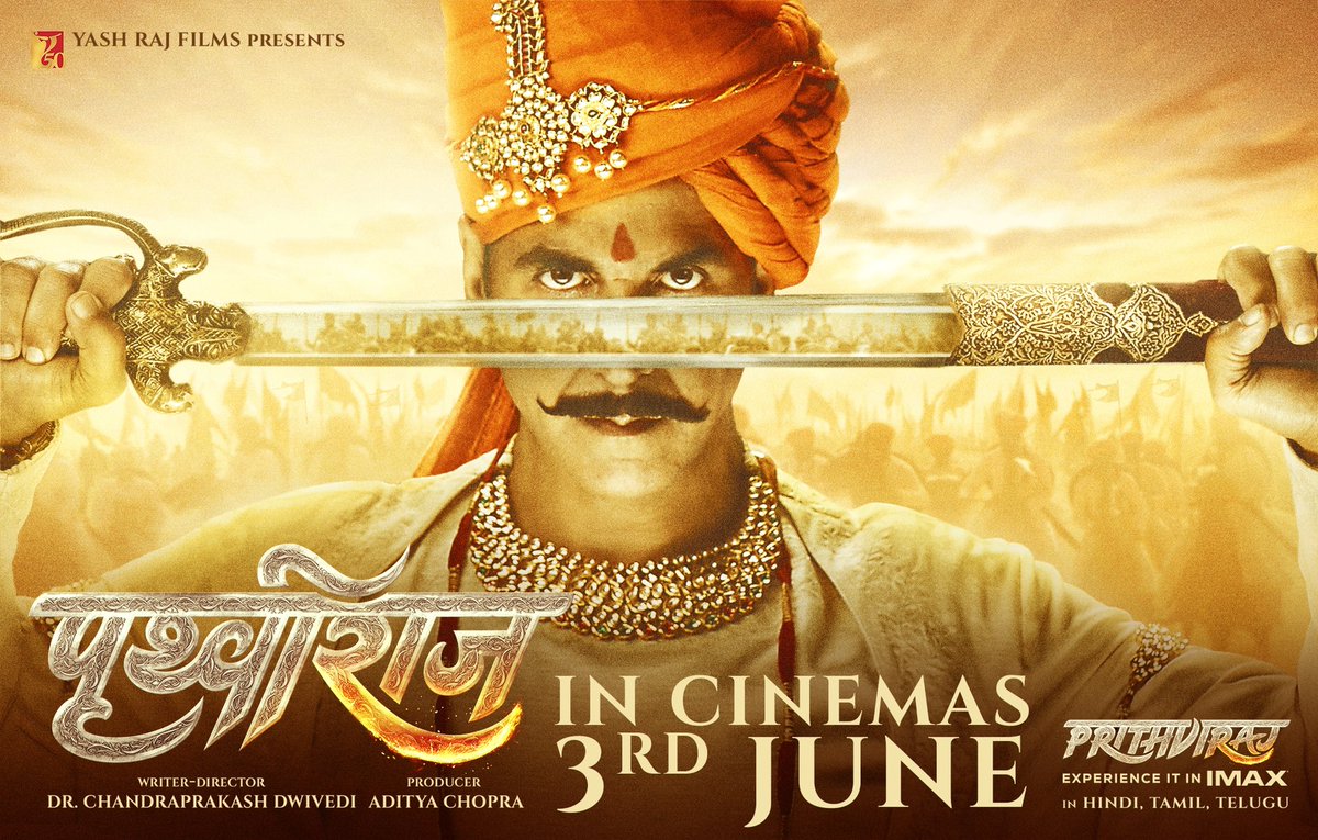 imaavi1's tweet photo. #JustInn The Most awaited saga #Prithviraj is arriving earlier on 3rd June 2022 👌🔥
Sabhi log Salami K lie Taiyaar Hoo
Hindustan Ka Sher Aaa Raha Hai
#Prithviraj witness in your nearest Cinema's 🔥❤️😍🙏 https://t.co/Oz6yRWnkPx