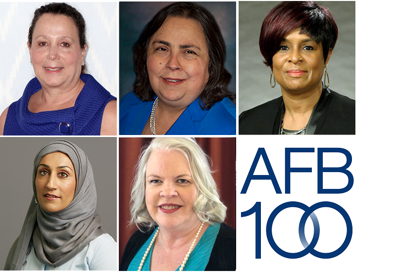 AFB1921's tweet photo. From the #AFB100 vaults-"Women in Leadership: A Conversation About the Intersection of Gender and Visual Impairment" w/ @SamLatif7, @JLSAdvocate, Stephanae McCoy @BoldBlindBeauty, and Kathy Martinez @dralegal #WomensHistoryMonth https://t.co/rWbdSub3ep https://t.co/KsofQFw5zh