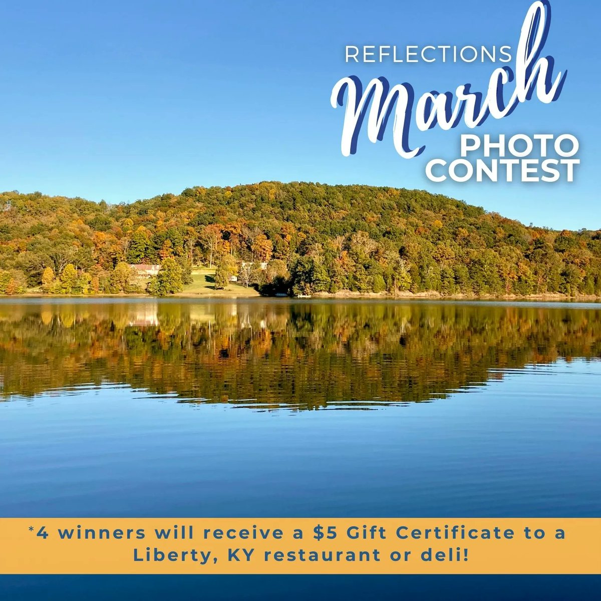Our March Photo Challenge is here! Reflections. Must be taken in #CaseyCountyKY. Submit by March 30th at midnight, winners announced the 31st. Use #findingliberty to enter.
Details: buff.ly/2YjeEIx
