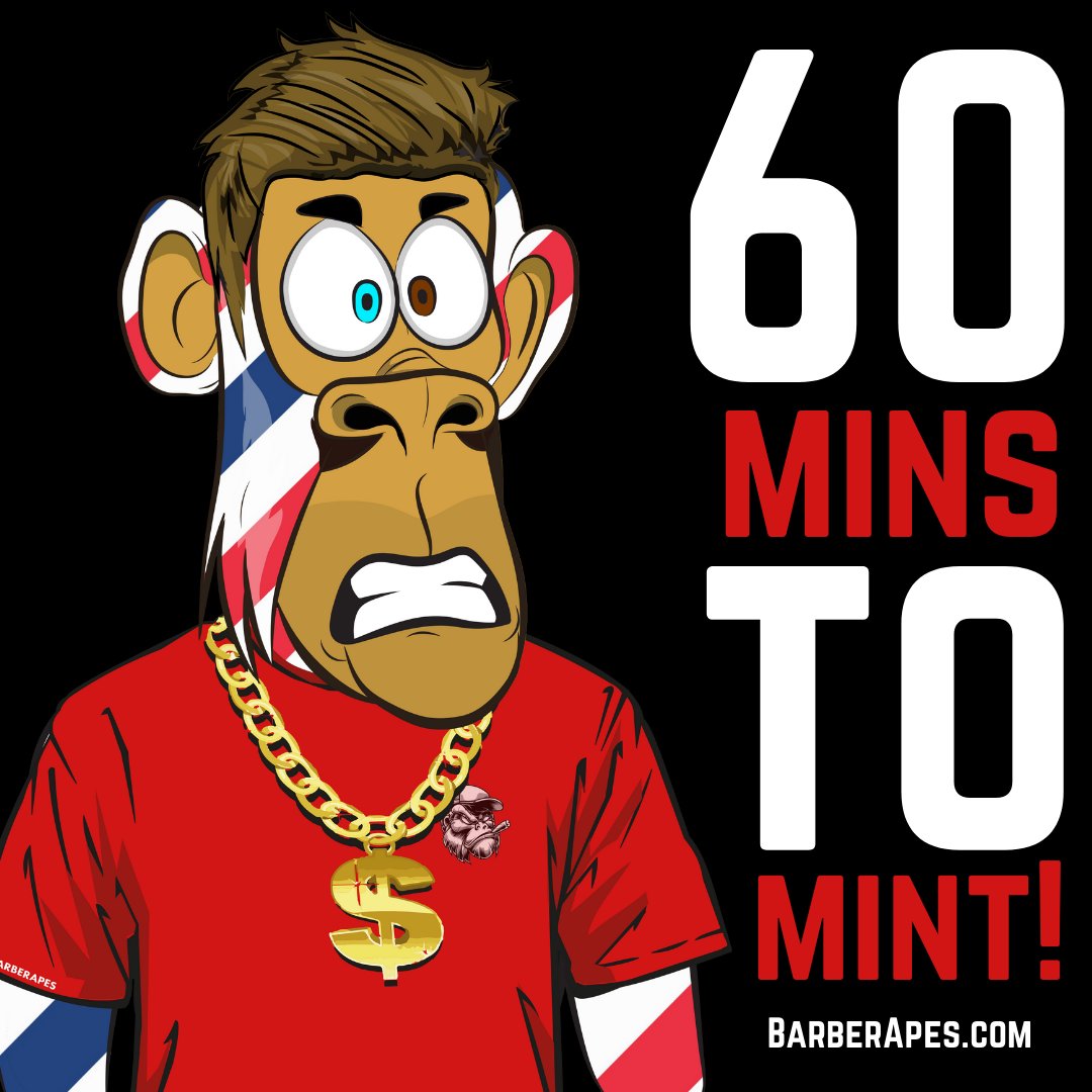 60 MINUTES AND COUNTING!

MINT IS LIVE AND DIRECT FROM OUR WEBSITE:
BARBERAPES.COM

LFG!

#NFT #SOLANA #SOLNFT #BARBERLIFE