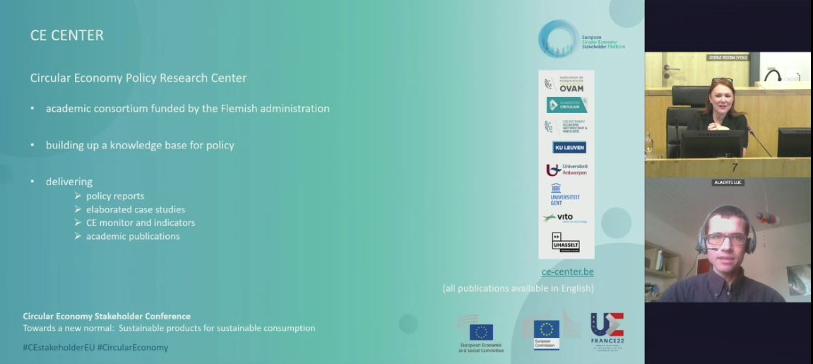 CEStakeholderEU's tweet photo. Afternoon topical panel I: #CircularEconomy as a transformative solution against #ClimateChange and #BiodiversityLoss 
With Luc Alaerts, OVAM and Alberto Arroyo Schnell, @IUCN https://t.co/n8P9LyYLSp