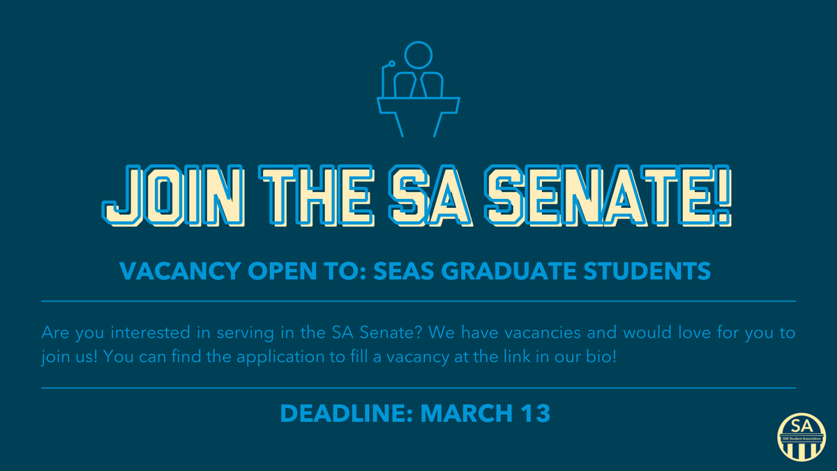 It's time to grab your seat in our SA Senate!

Application link:forms.gle/CYbpUPLnzSoJ6m…