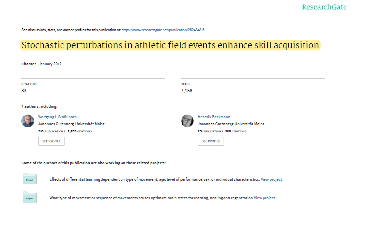 Pgdeporte's tweet photo. 📝 Compartimos hoy un análisis sobre el artículo de Schöllhorn, Beckmann, Janssen y Drepper (2010) acerca de "Las perturbaciones estocásticas en los eventos de campo atlético mejoran la adquisición de habilidades" https://t.co/BufIvZCW9D