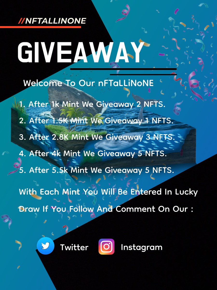 nftallinone's tweet photo. We are here for Giveaways thanks for your support
#NFTCommunity #NFTGiveaway #NFTartist #NFTdrop #NFTProject #NFTGiveway #NFTCollection #nftcollectors https://t.co/Wv19VO92FW