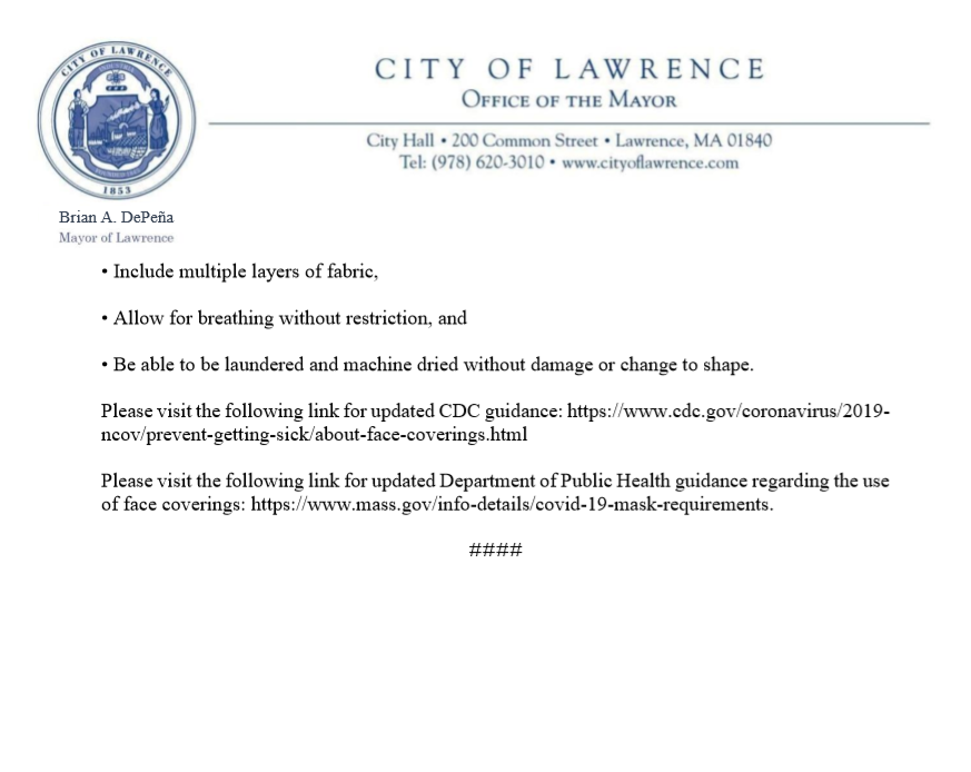 mayorlawrencema's tweet photo. MASK MANDATE RESCISSION 

Lawrence MA – Mayor Brian A. DePeña and the Local Board of Health report that the City of Lawrence is on track to lift the City’s Executive Order mandating indoor masks beginning on Friday, March 4, 2022. https://t.co/vkhcLvG5Qy