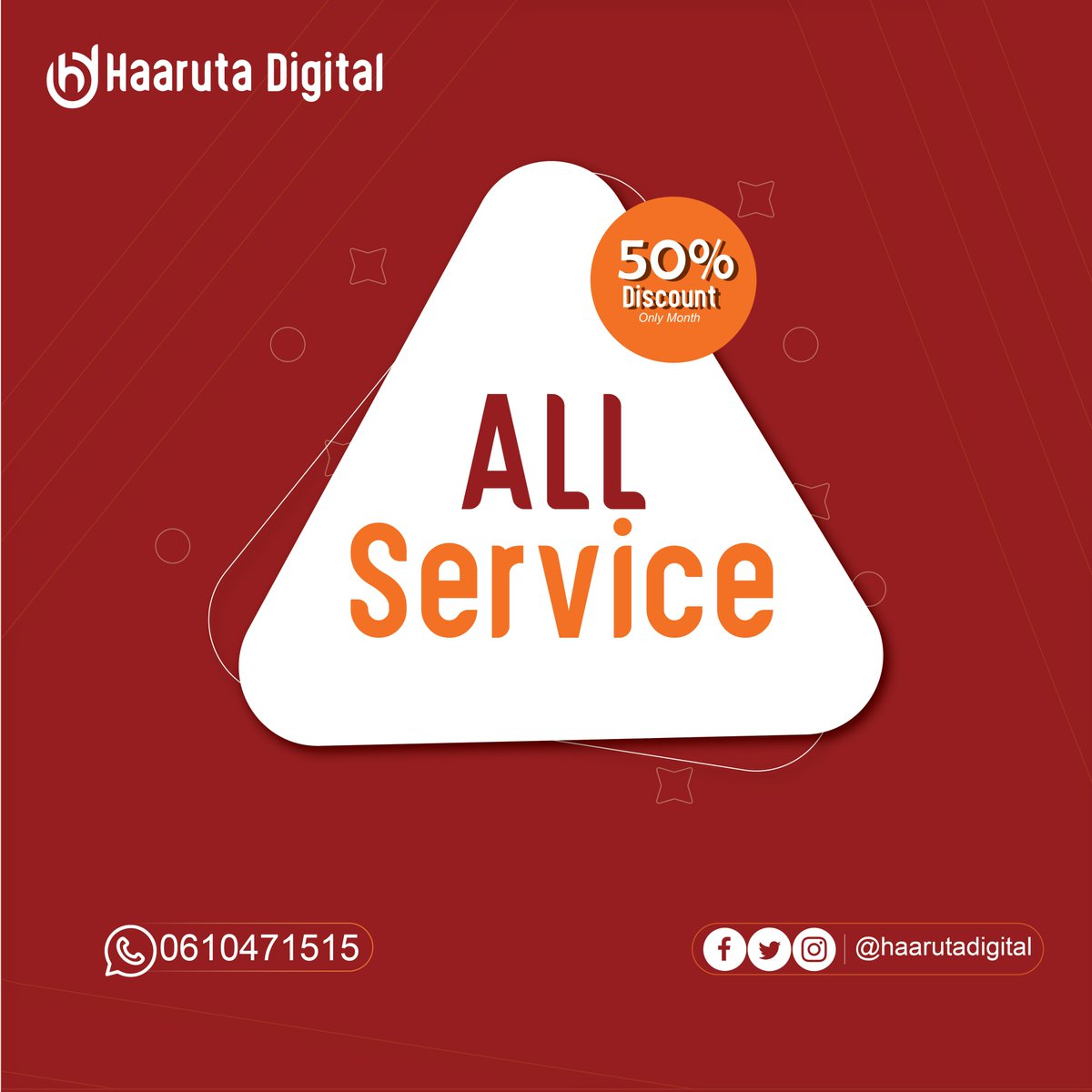 HaarutaDigital's tweet photo. Big Discount 
ka faaideyso Discount weyna ee Haaruta Digital ku sameeya 
 Get in Touch
 WhatsApp: +252-610471515
 Email: haarutadigital@gmail.com https://t.co/lA1SuifpPg