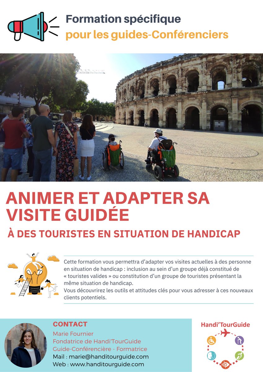 📢📢 oyé oyé les #GUIDESCONFÉRENCIERS ...
<a href="/handi_tourguide/">Handi'TourGuide</a>  vous partage son expérience de terrain à travers la #formation : ANIMER ET ADAPTER SA #VISITEGUIDÉE A DES #TOURISTES EN SITUATION DE #Handicap 
+d'info👉lnkd.in/eftt9s7R
#inclusion #tourisme #accessible